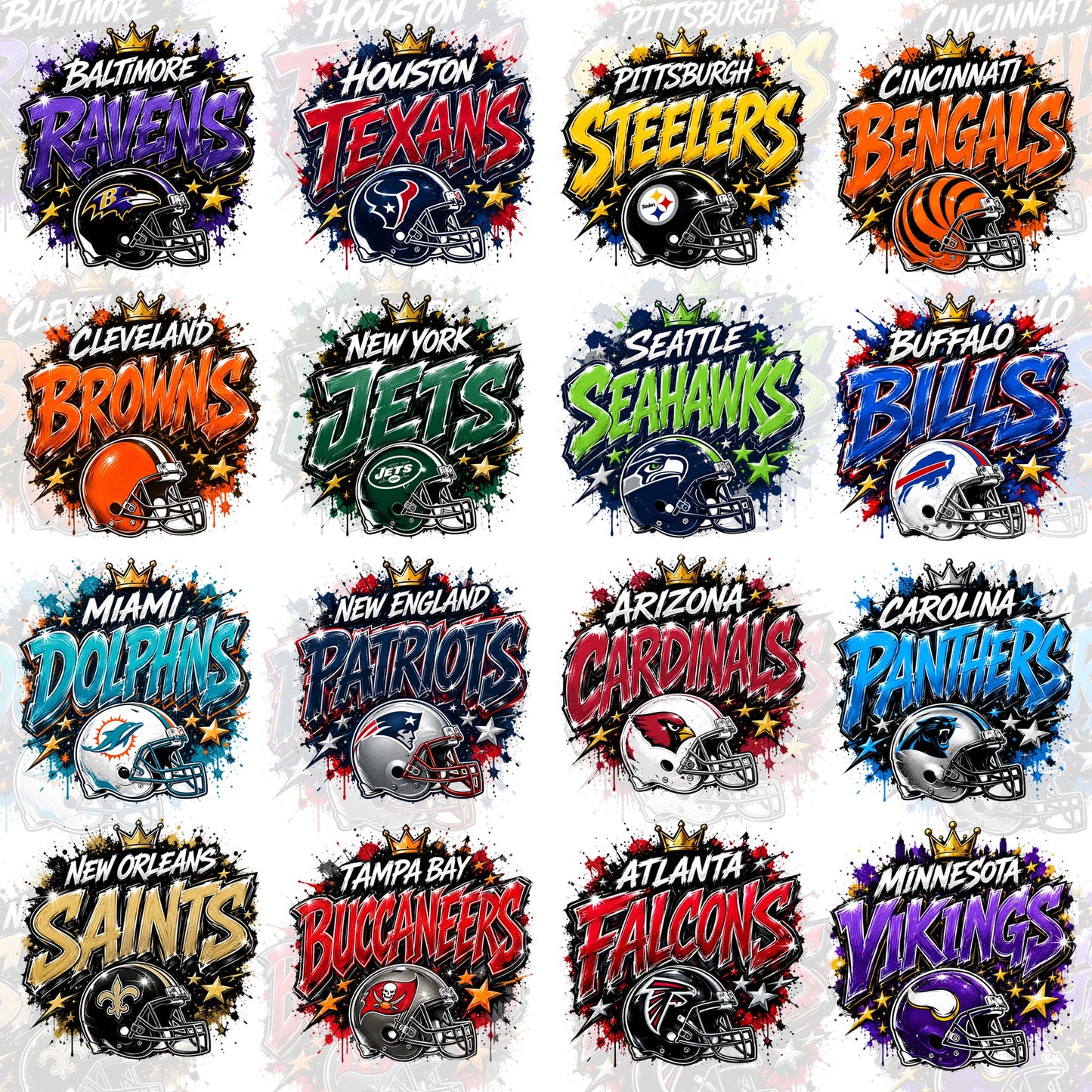 32 Exclusive Graffiti NFL Designs PNG, FREE College Teams
