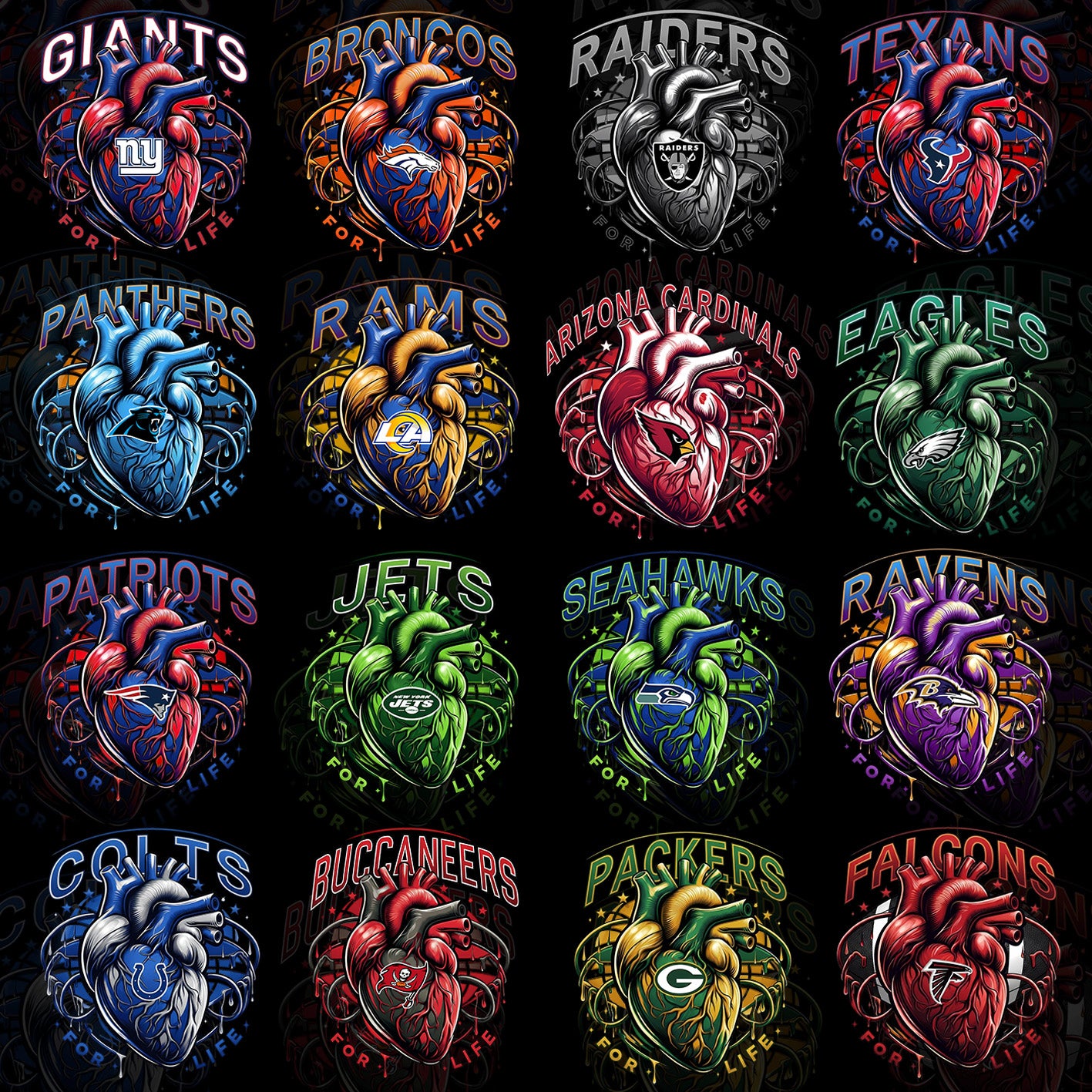 32 NFL Heart For Life T Shirt Deisgns