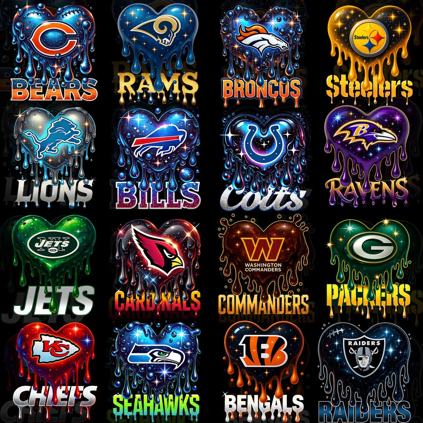 32 Dripping Heart NFL T Shirt Designs