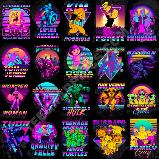 27 Retro Neon Cartoon T Shirt Designs