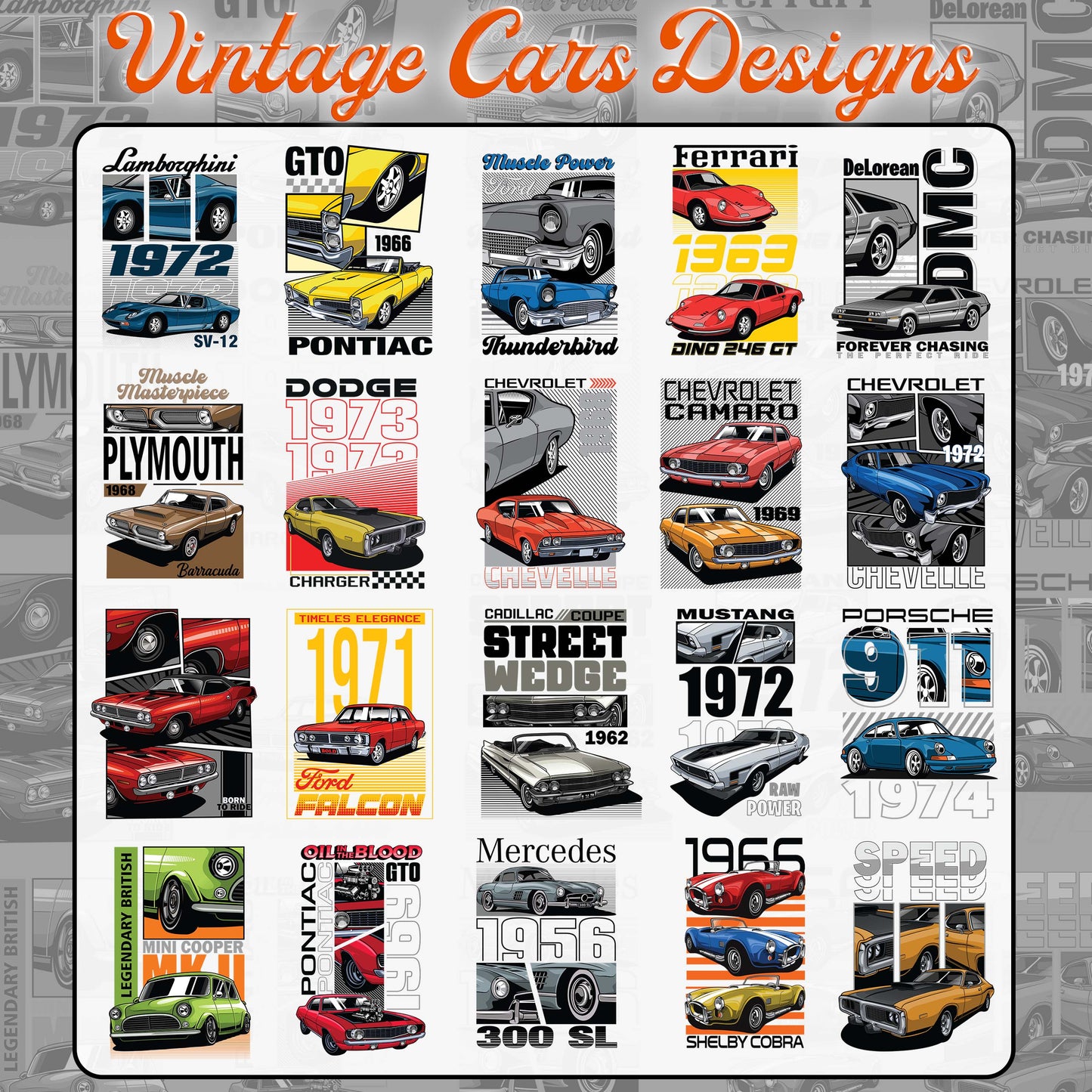 30 Vintage Cars T Shirt Designs