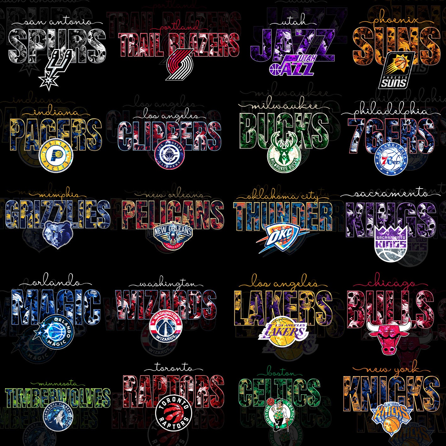 30 Skull Theme NBA T Shirt Deisgns