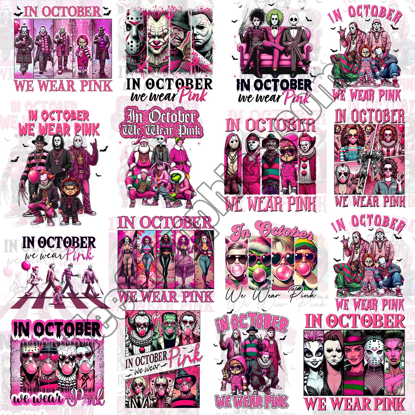 16 We Wear Pink Halloween Designs PNG