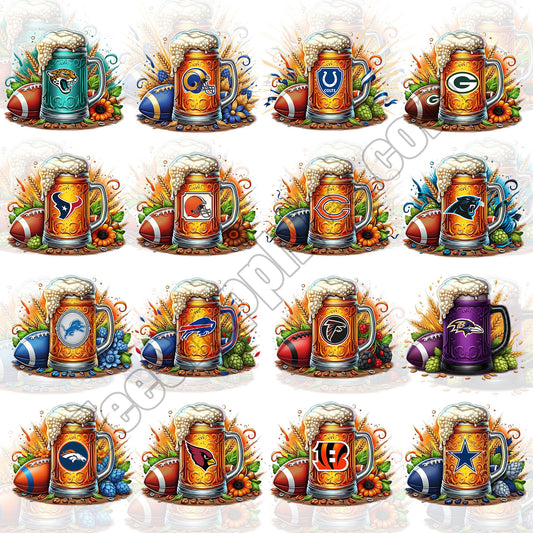 32 NFL Beer Glass T Shirt Deisgns