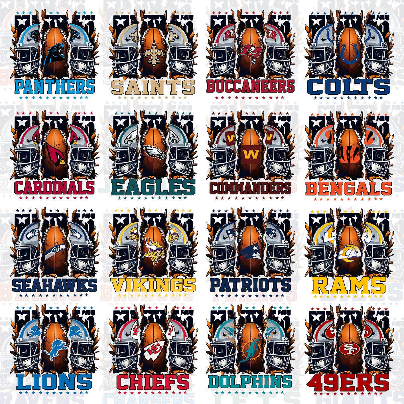 32 Broken Helmet NFL T Shirt Designs