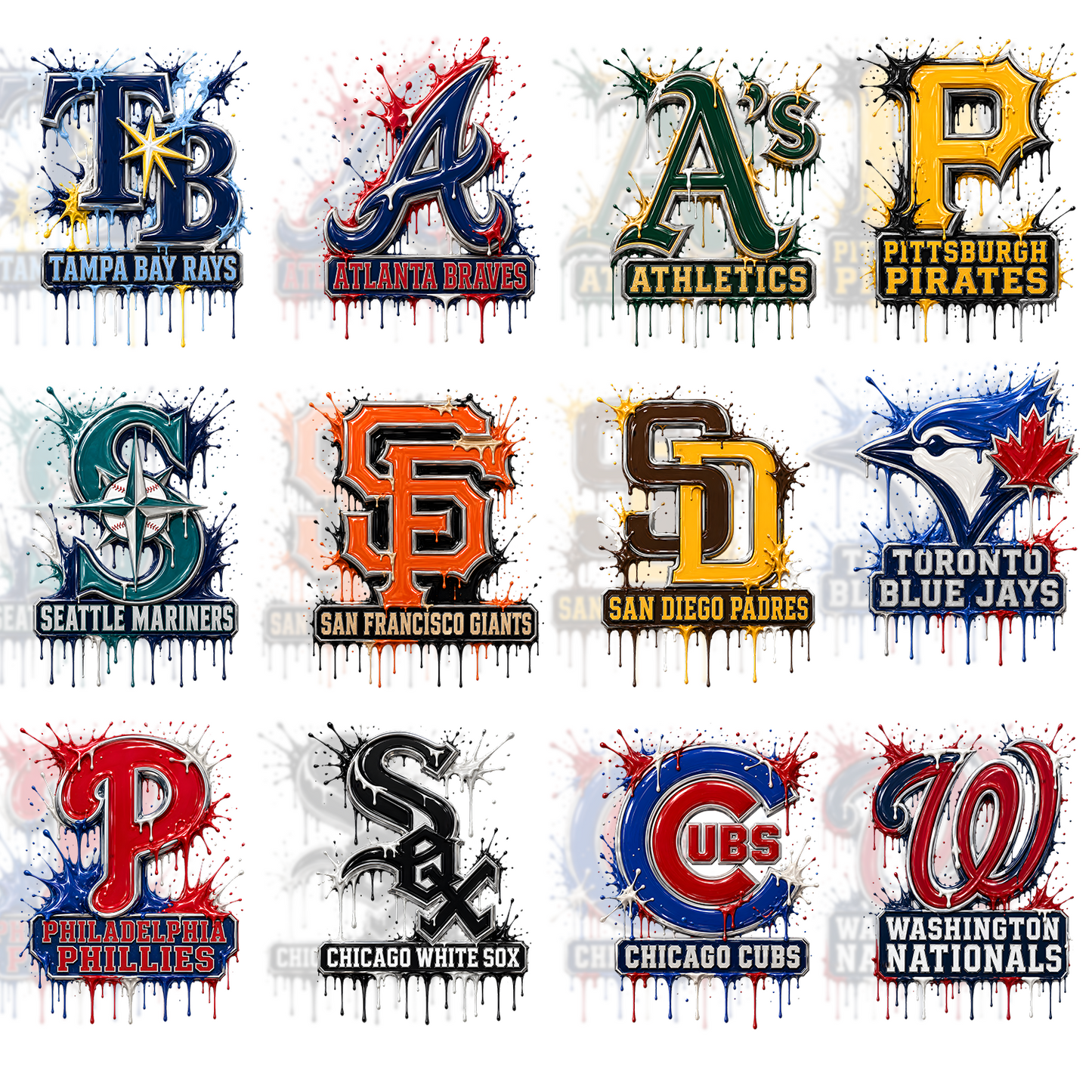 30 MLB Paint Splash T Shirt Designs