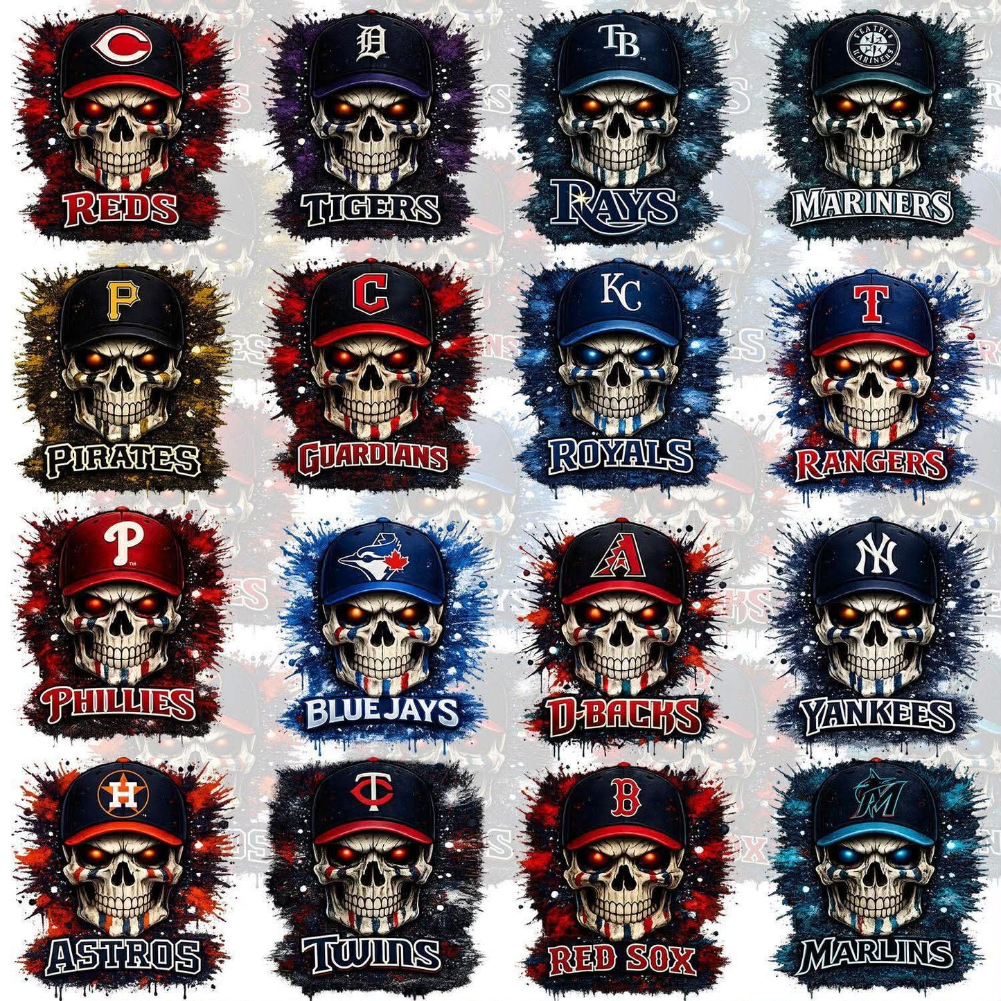 30 MLB Skull T Shirt Designs vol2