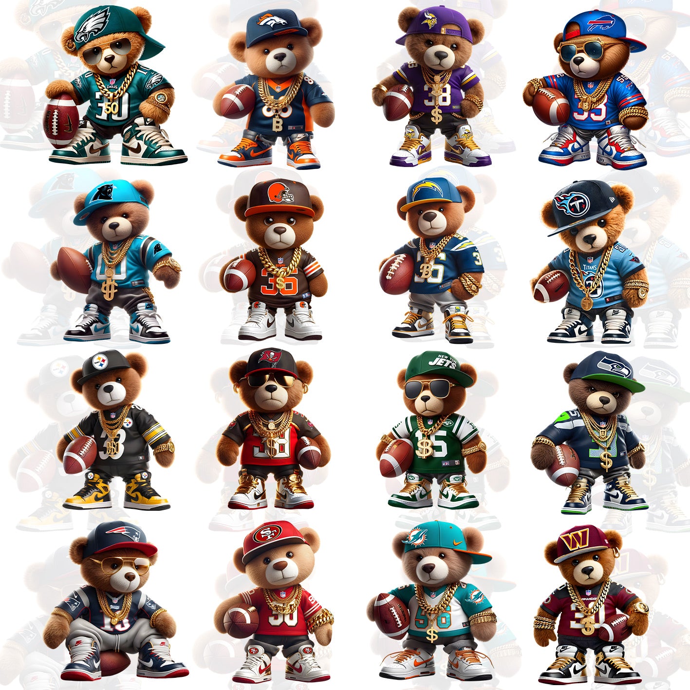 32 Luxury Hip Hop Teddy NFL Designs PNG