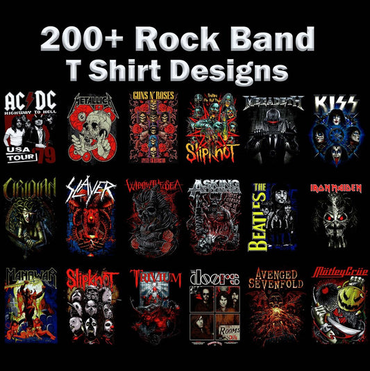200+ Halftone Rock Band T Shirt Designs